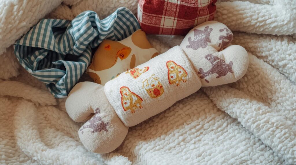 DIY dog toy, blanket, or collar project in progress
